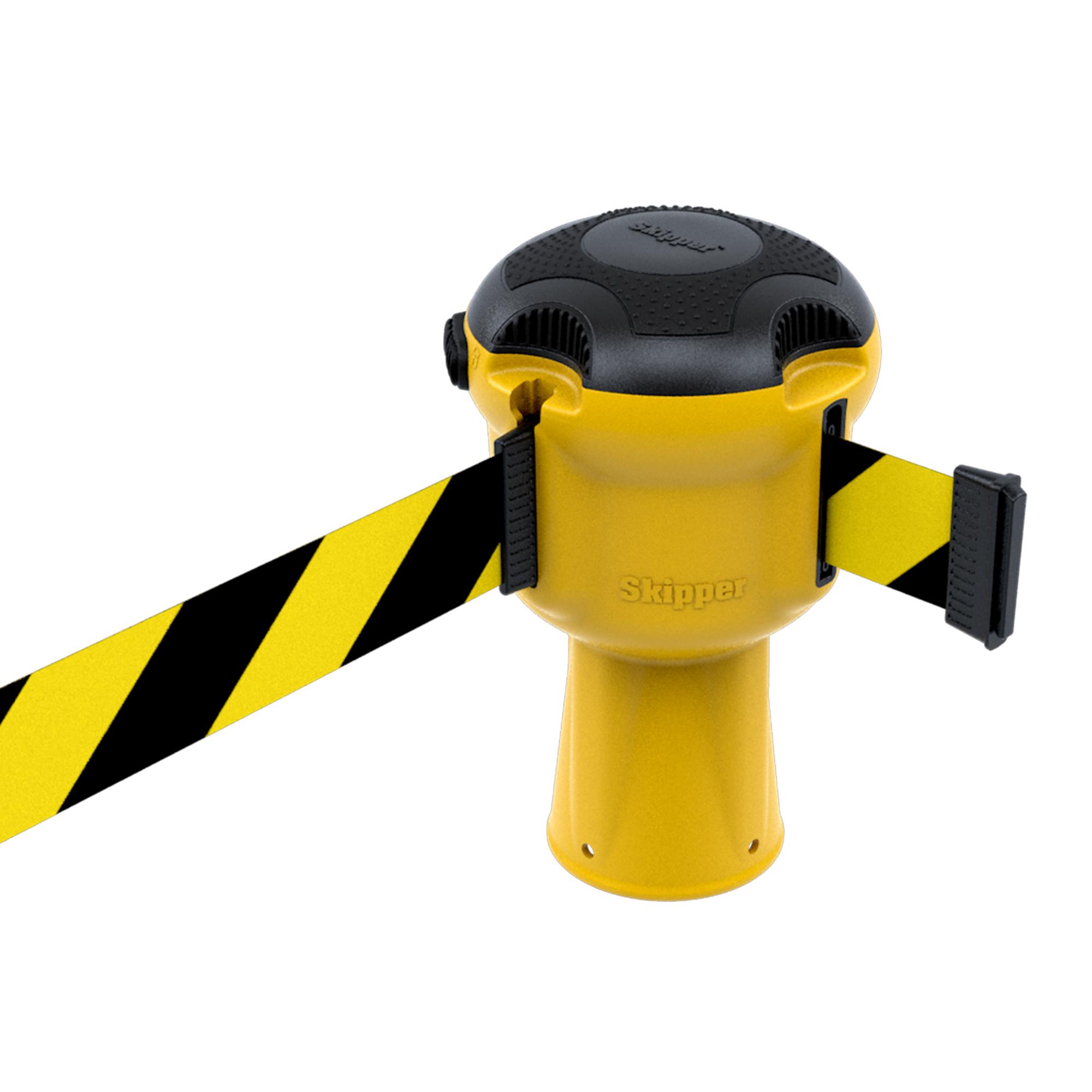 Skipper Black & Yellow Retractable Barrier, 9m, Yellow/Black Tape