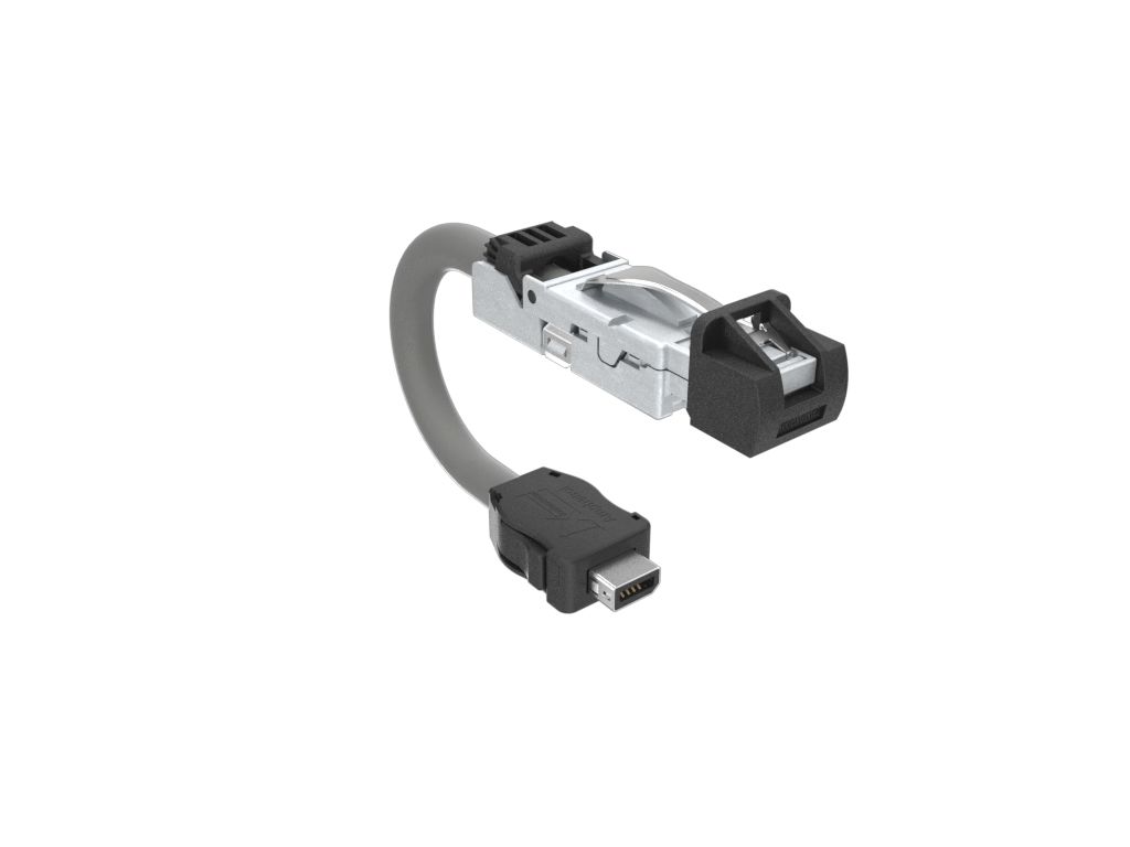 Amphenol Communications Solutions, 1m Cat6a, Grey RJ45 to Male ix Industrial Male, Shielded, Terminated Thermoplastic