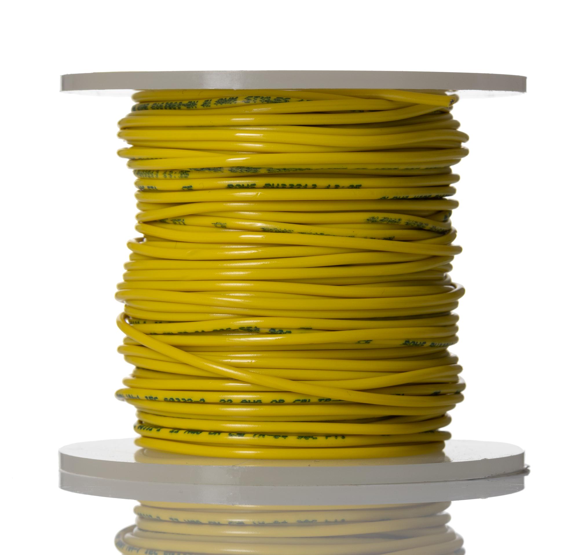 Alpha Wire Hook-up Wire PVC Series Yellow 0.35 mm² Hook Up Wire, 22 AWG, 7/0.25 mm, 30m, PVC Insulation, 3051 YL005