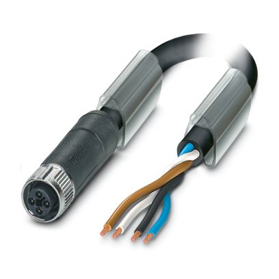 Phoenix Contact 0-PUR/M12FST, SAC-4P-20 1.5 mm² 4 Core Power Cable, Black/Grey Polyurethane PUR, 20m