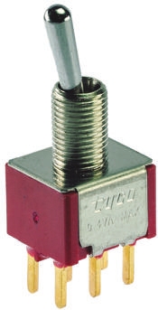 TE Connectivity Toggle Switch, PCB Mount, On-Off-On, DPDT, Through Hole Terminal, 120 V ac, 28V dc