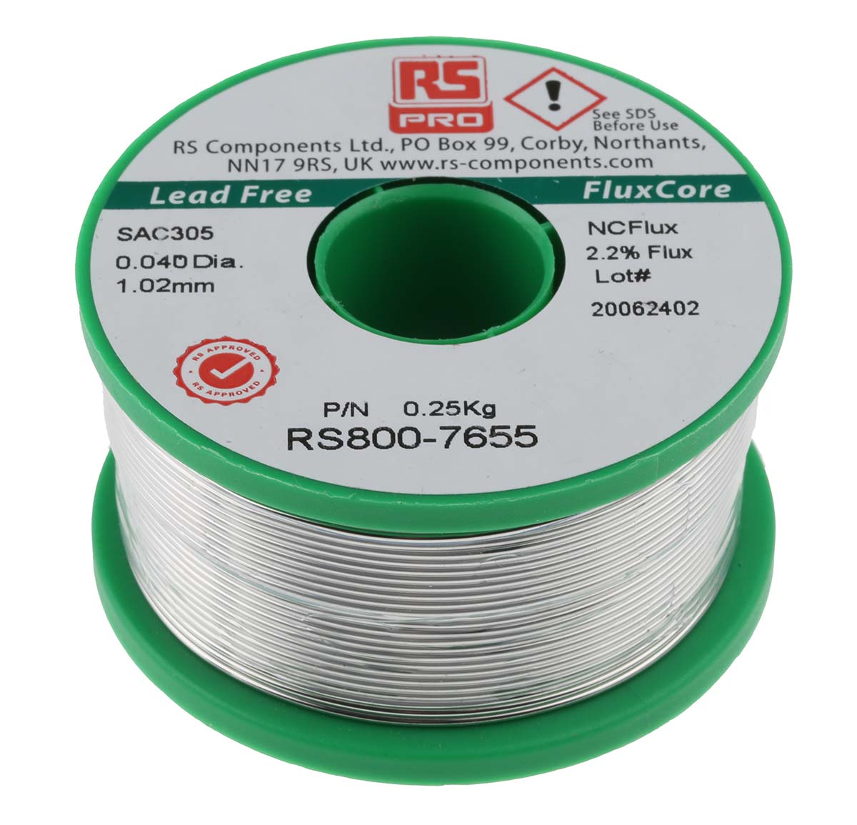 RS PRO Wire, 1.01mm Lead Free Solder, 217°C Melting Point