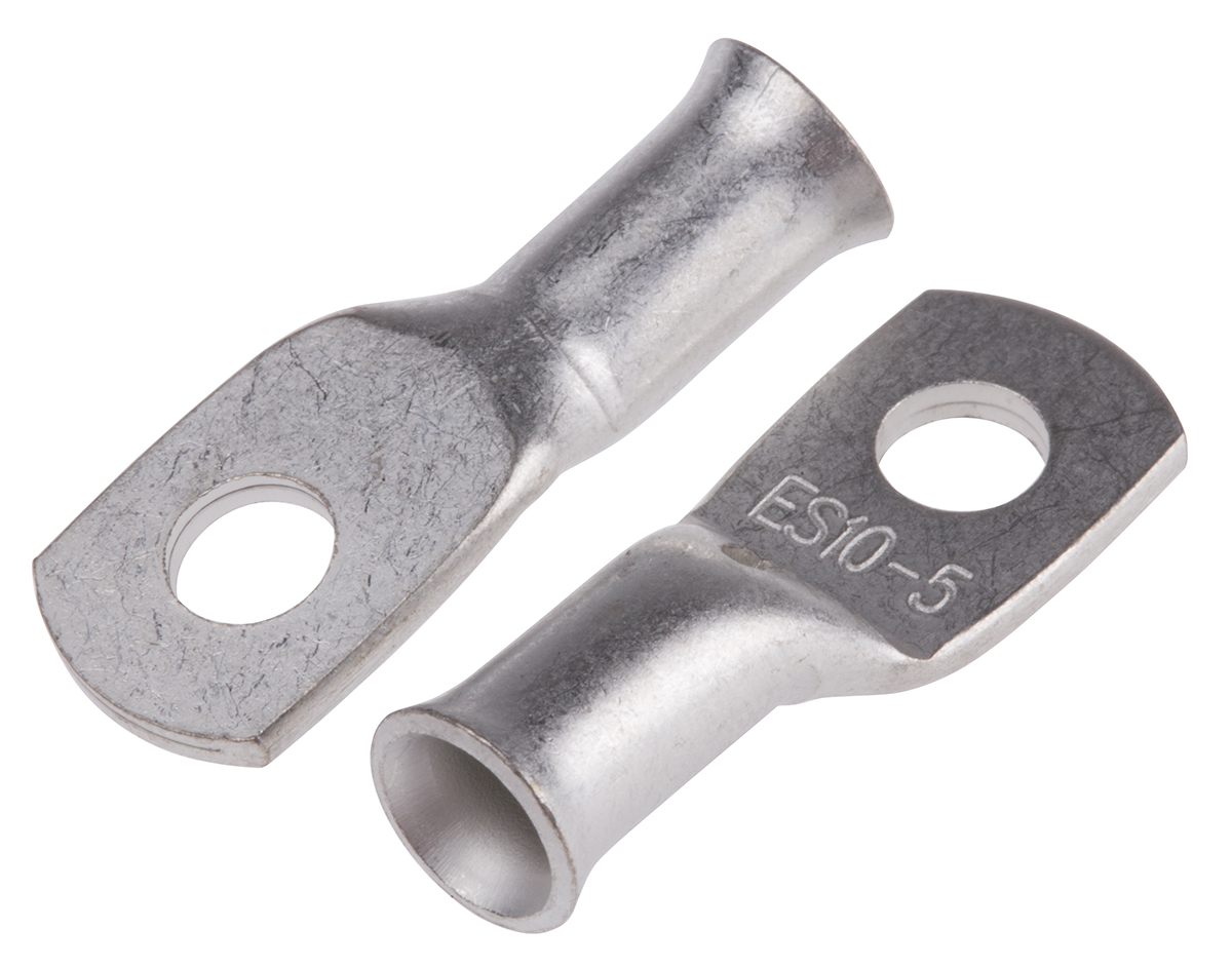 RS PRO Uninsulated Ring Terminal, 5mm Stud Size, 10mm² to 10mm² Wire Size, Natural