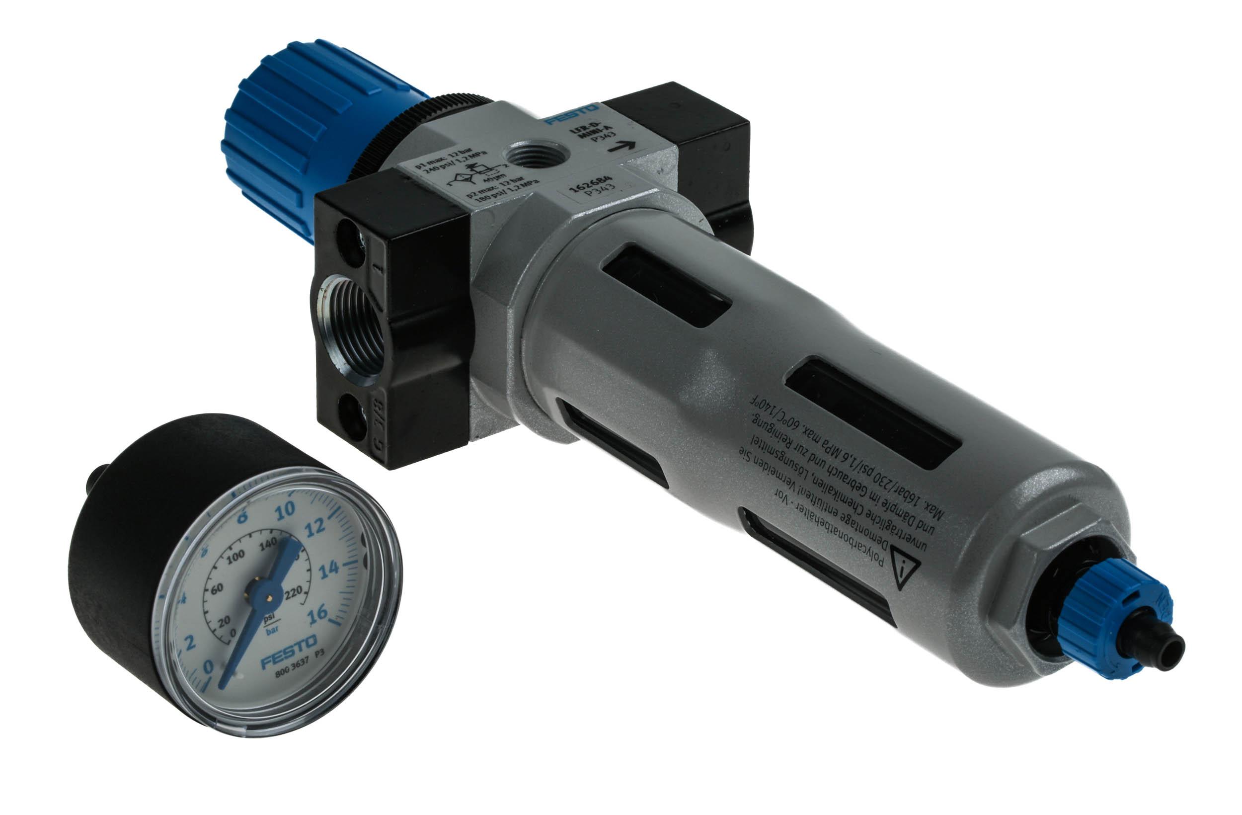 Festo D Filter Regulator, 40μm, G 3/8, Automatic, 12 bar, 162684