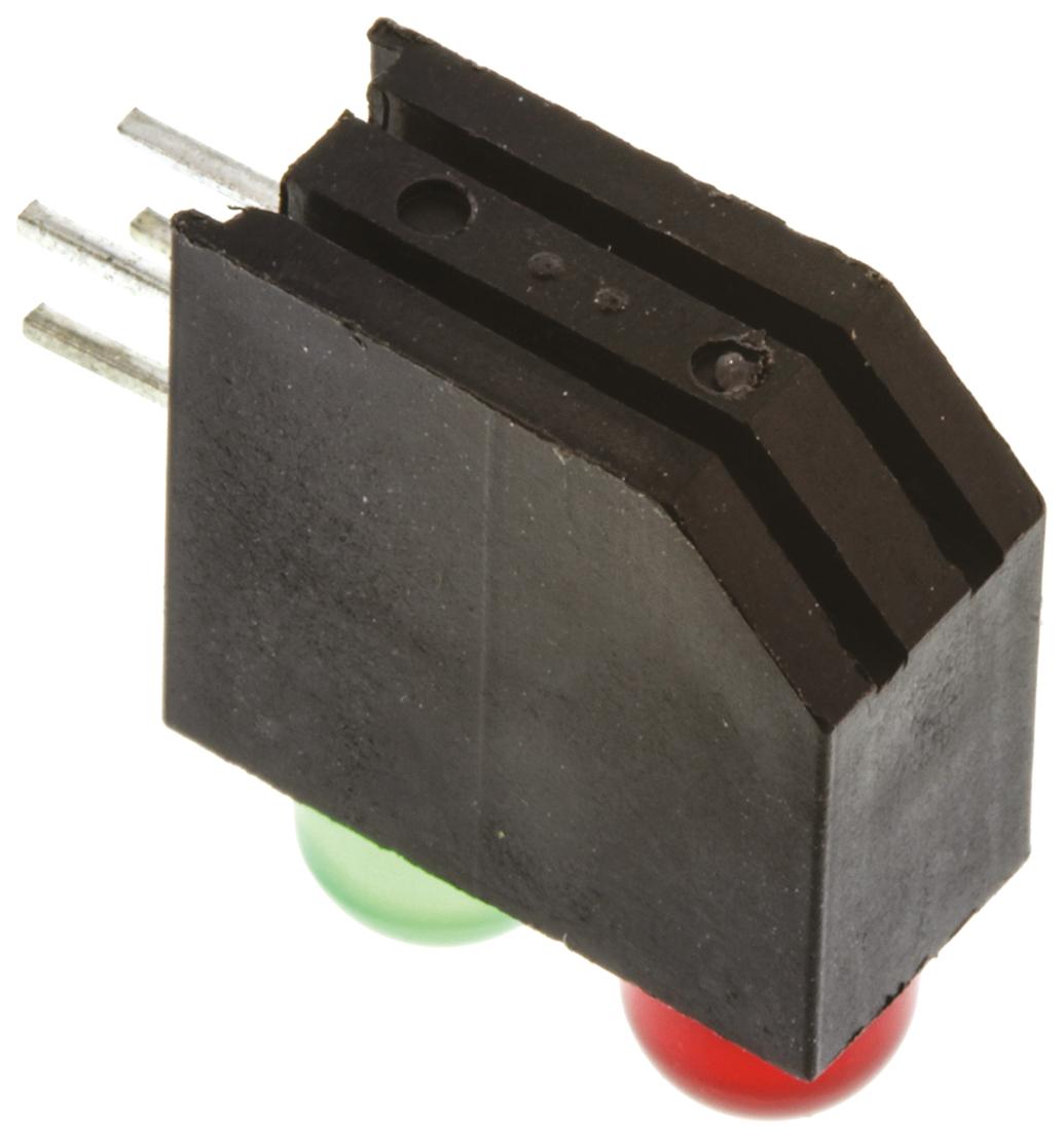 Dialight 552-0212F, Green & Red Right Angle PCB LED Indicator, 2 LEDs, Through Hole 2.55 V, 3 V