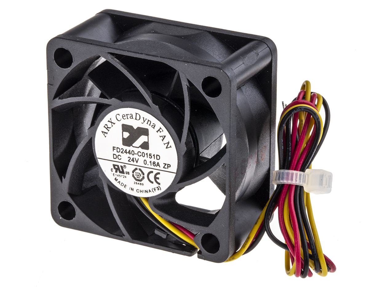ARX CeraDyna Series Axial Fan, 24 V dc, DC Operation, 21.6m³/h, 3.12W, 130mA Max, 40 x 40 x 20mm