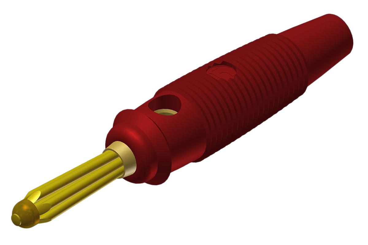 Hirschmann Test & Measurement Red Male Banana Plug, 4 mm Connector, Solder Termination, 30A, 30 V ac, 60V dc, Gold