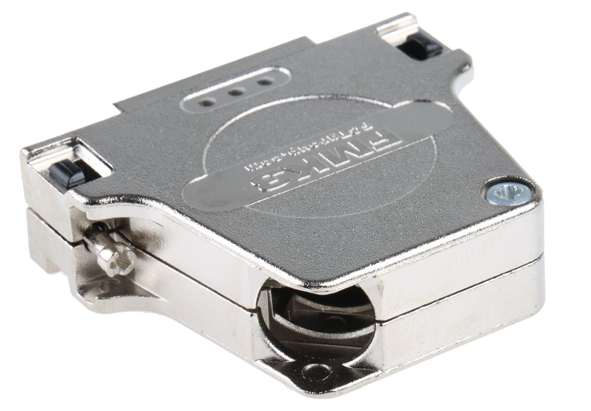 FCT from Molex FMK Series Die Cast Zinc Angled D Sub Backshell, 25 Way, Strain Relief