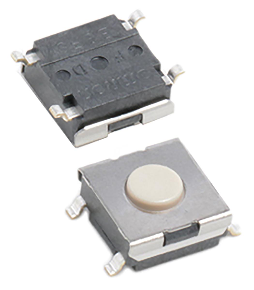 Omron Plunger Tactile Switch, SPST 50 mA @ 24 V dc 0.5mm Through Hole