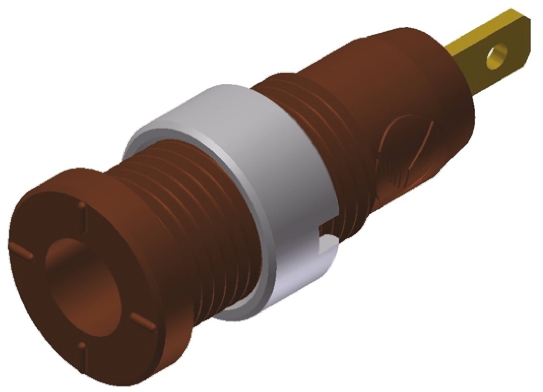 Hirschmann Test & Measurement Brown Female Banana Socket, 2mm Connector, Tab Termination, 10A, 1000V ac/dc, Gold Plating