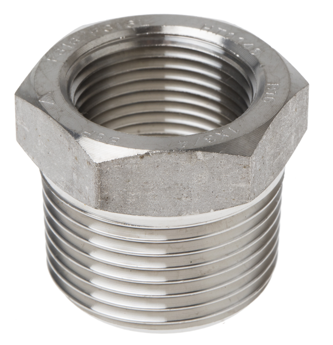 RS PRO Stainless Steel Pipe Fitting, Straight Hexagon Bush, Male R 1in x Female Rc 3/4in
