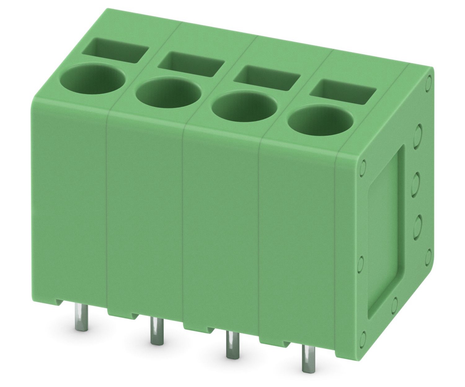 Phoenix Contact SPT 2.5/4-V-5.0 Series PCB Terminal Block, 4-Contact, 5mm Pitch, Through Hole Mount, 1-Row, Spring Cage