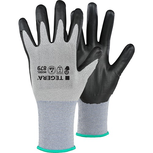 Tegera TEGERA Black, Blue, Grey Carbon, Spandex, Nylon Work Gloves, Size 8, Nitrile Foam Coating