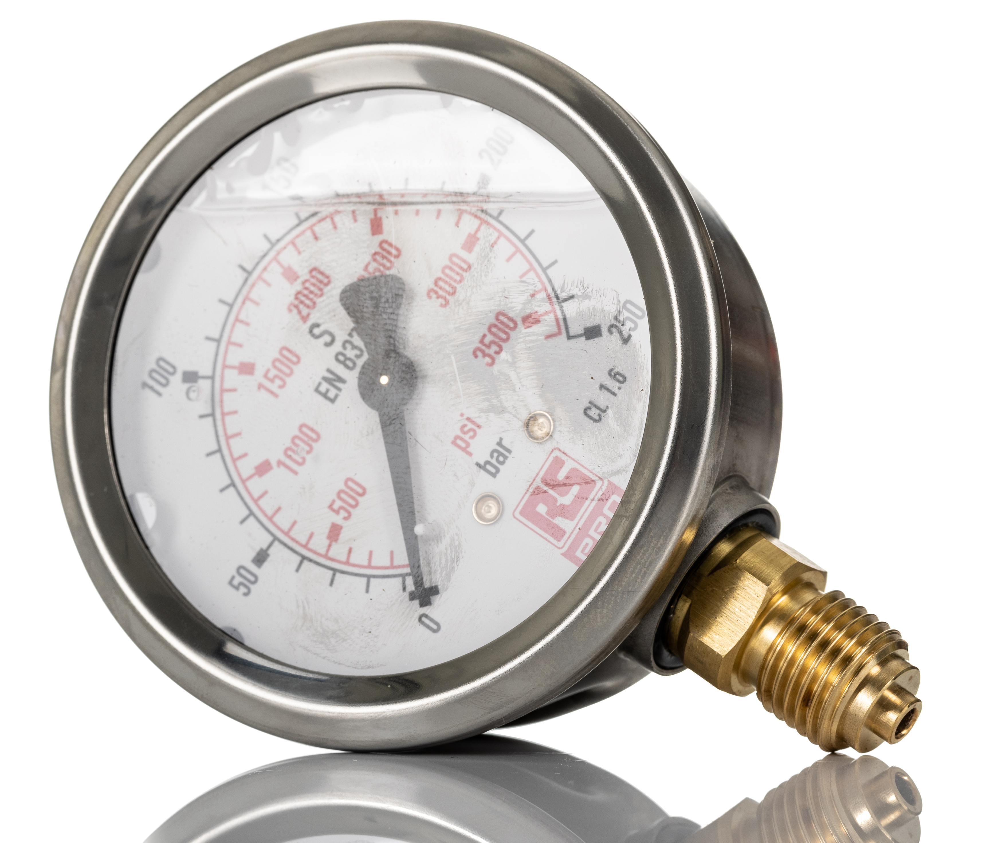 RS PRO G 1/4 Analogue Pressure Gauge 250bar Bottom Entry 63mm Outside Diameter