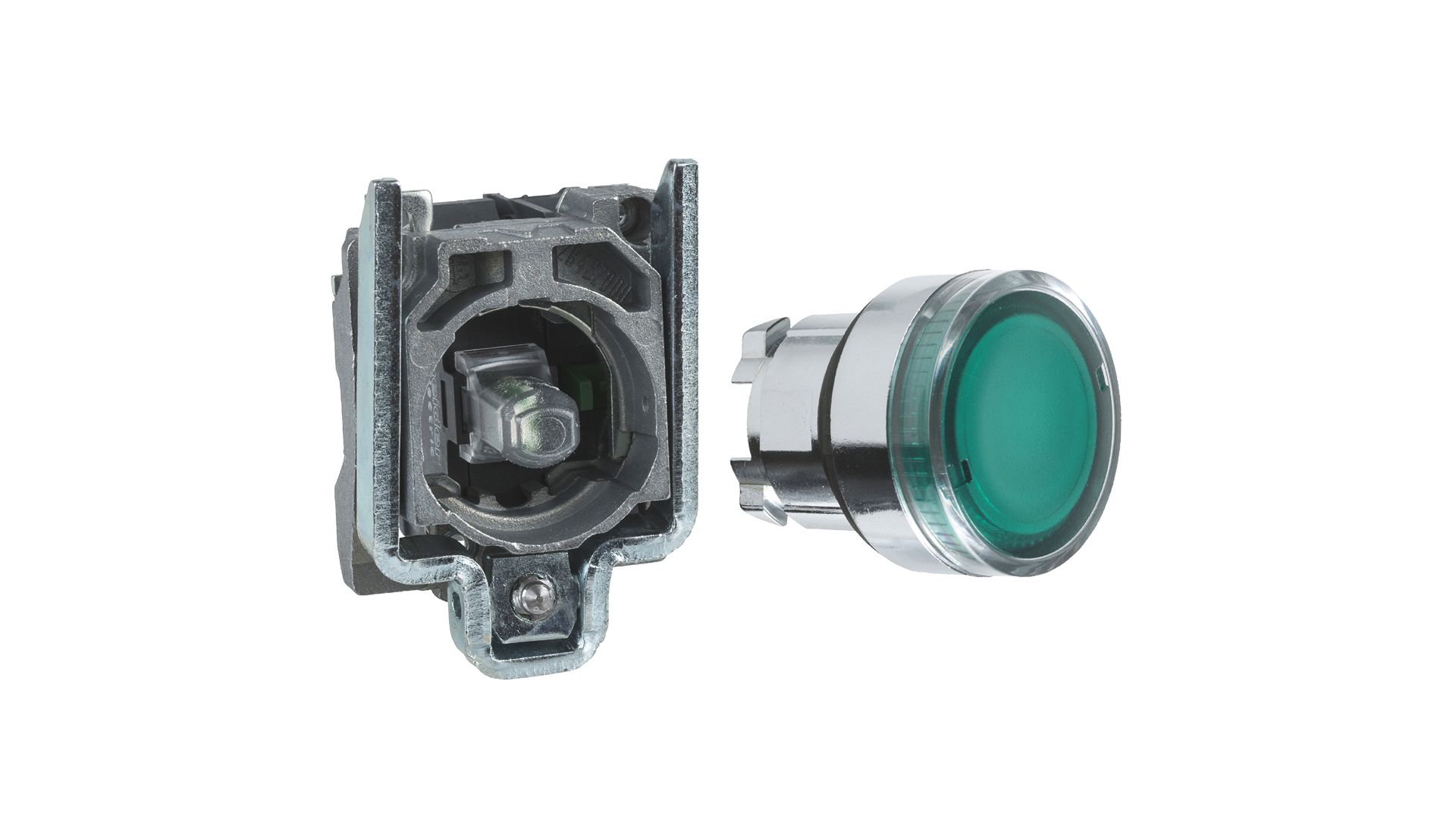 Schneider Electric Harmony Series Illuminated Push Button, Slow Break, Panel Mount, 22.5mm Cutout, 1NO, 24V ac/dc,