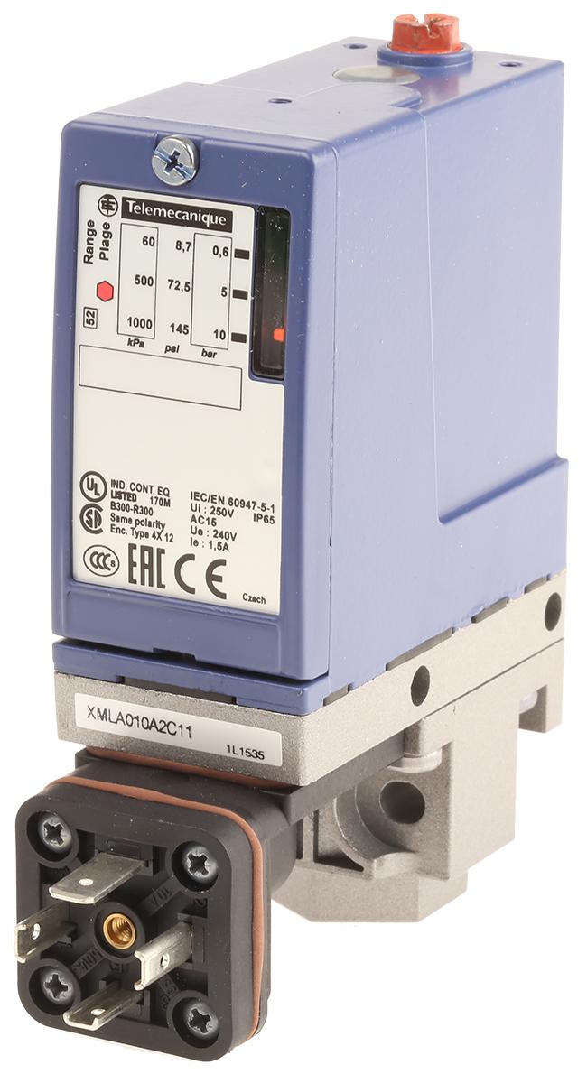 Telemecanique Sensors Pressure Sensor, 0.6bar Min, 10bar Max, Relay Output, Differential Reading