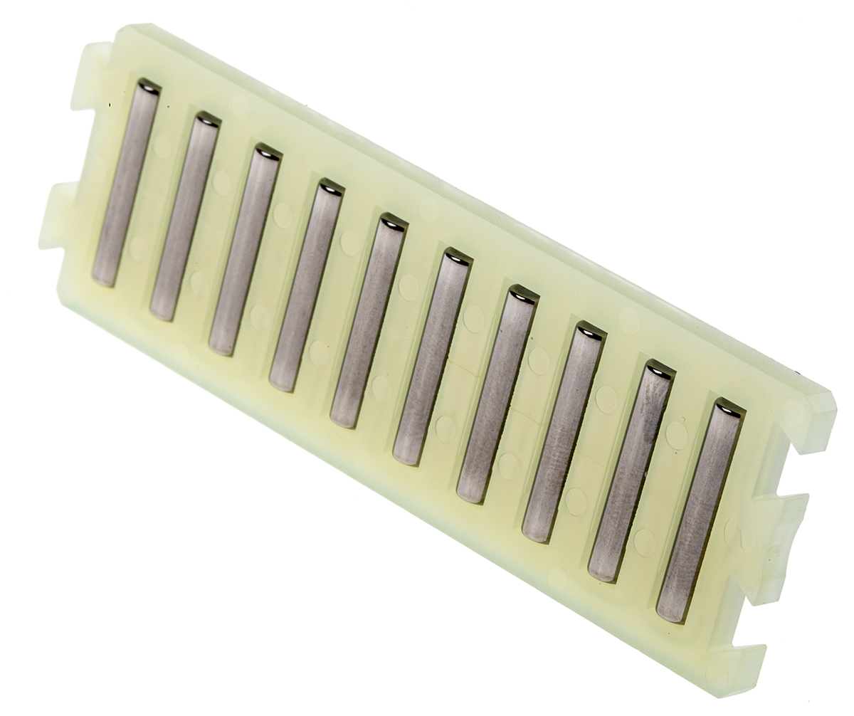 INA Single Flat Cage Assembly for Needle Rollers, 9 rollers per cage, 3.5mm roller diameter