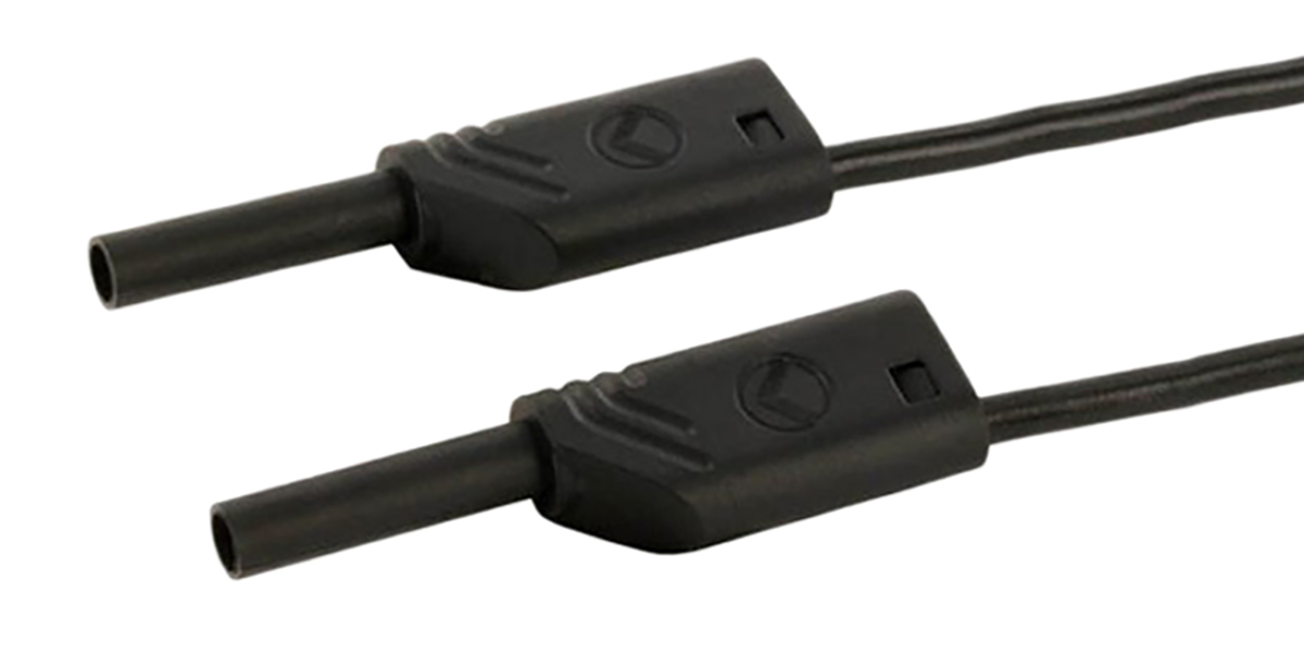 Hirschmann Test & Measurement 2 mm Connector Test Lead, 10A, 1000V ac/dc, Black, 250mm Lead Length