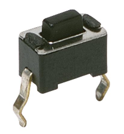C & K IP45 Black Button Tactile Switch, SPST 50 mA 3mm Through Hole
