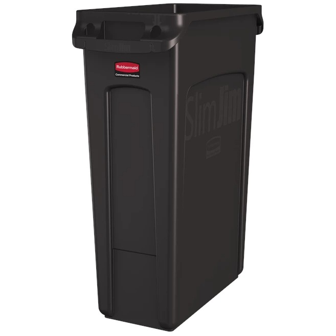 Rubbermaid Commercial Products Slim Jim 23gal Brown Hinged Resin Waste Bin