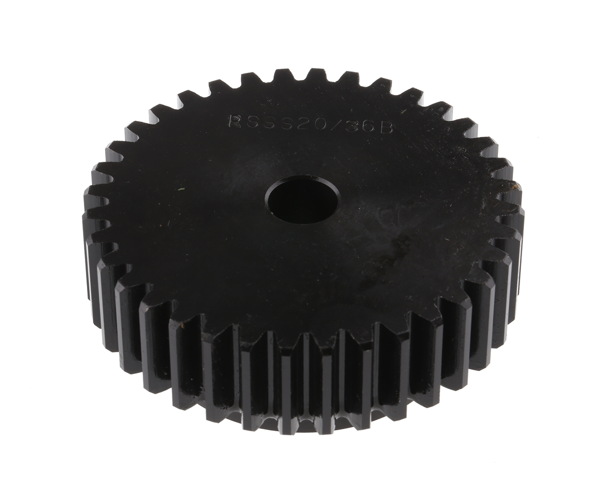 RS PRO Steel 36 Teeth Spur Gear, 2 Module, 12mm Bore Diam, 72mm Pitch Diam, 55mm Hub Diam