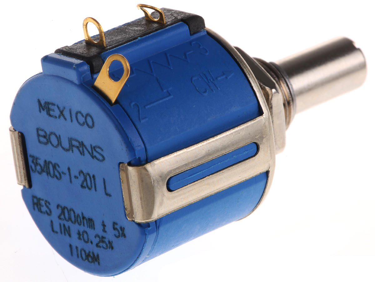Bourns 3540 200Ω Rotary Potentiometer 10-Turns 1-Gang Panel Mount, 3540S-1-201L