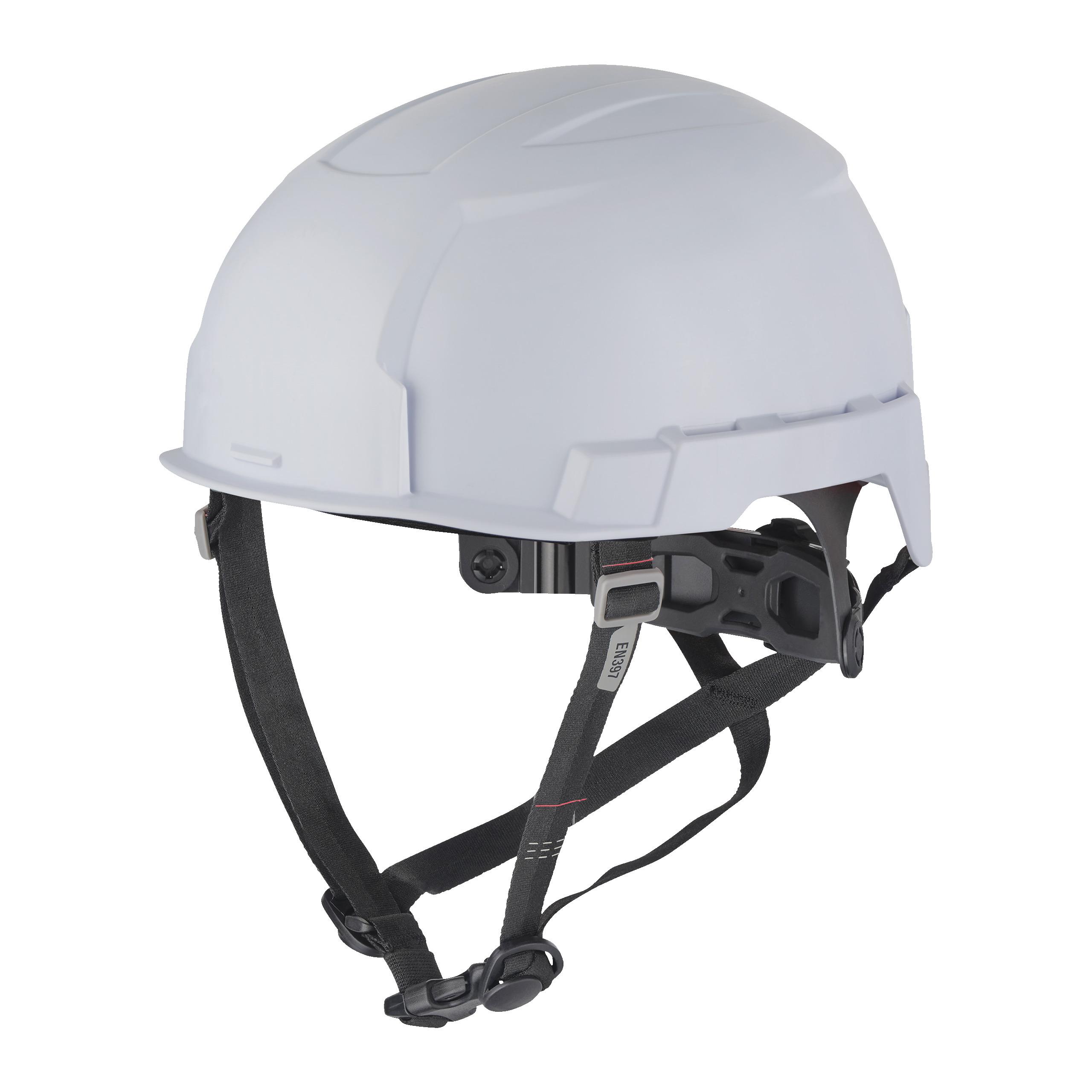 Milwaukee BOLT200 White Hard Hat with Chin Strap, AdjustableVentilated