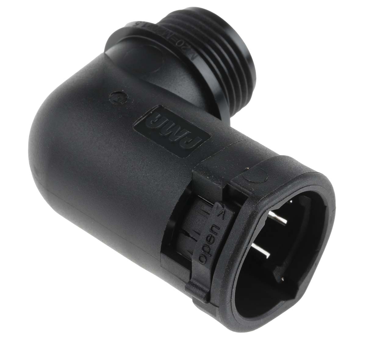 PMA 90° Elbow, Conduit Fitting, 20mm Nominal Size, M20, PA 6, Black IP66 rating