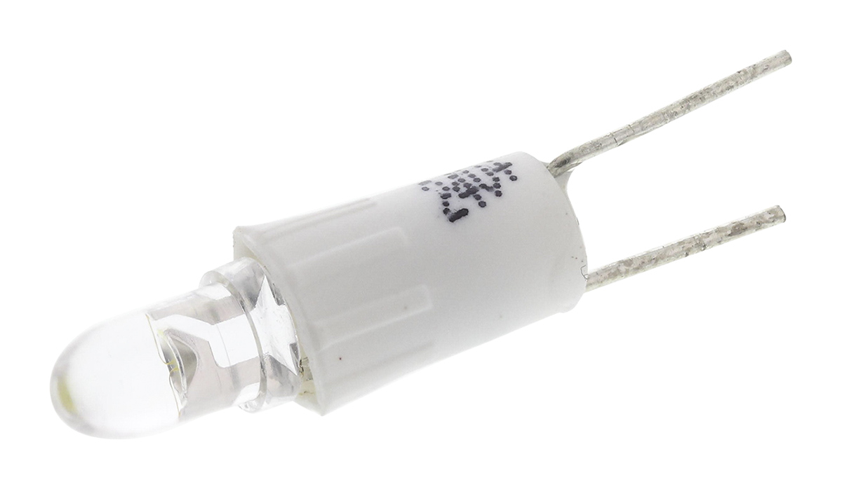 RS PRO White LED Indicator Lamp, 24V ac/dc, Bi-Pin Base, 4.25mm Diameter, 850mcd