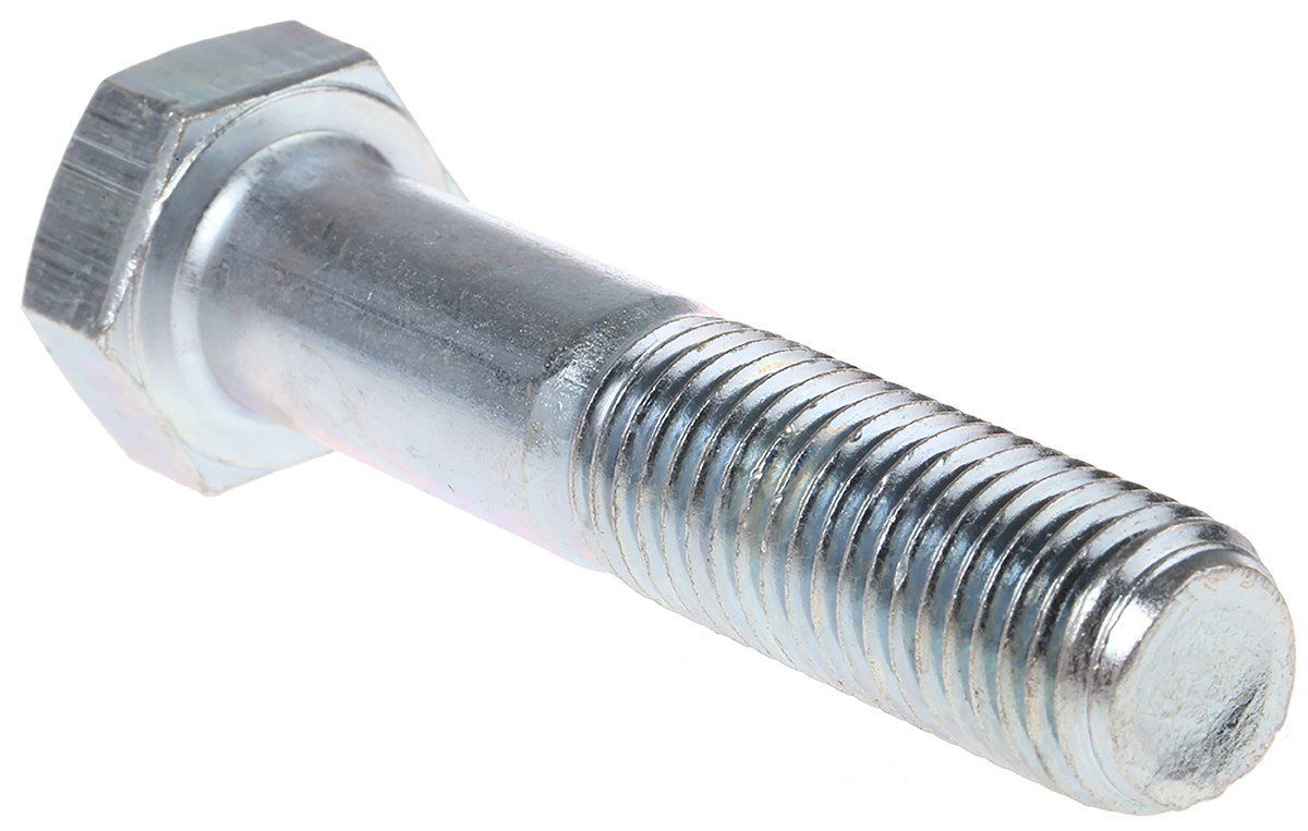RS PRO Bright Zinc Plated Steel, Hex Bolt, M16 x 130mm