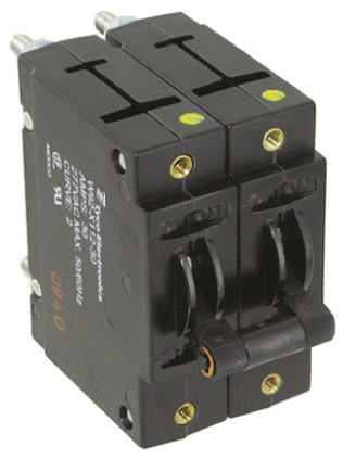 TE Connectivity Thermal Circuit Breaker - W92 2 Pole 277V ac Voltage Rating, 30A Current Rating
