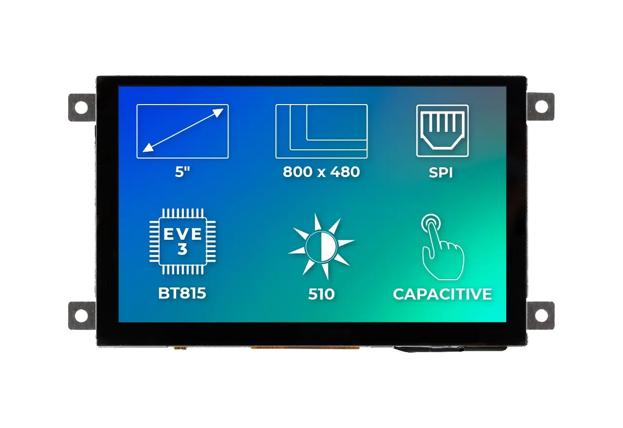 Riverdi RVT50AQBFWC00 TFT TFT LCD Display / Touch Screen, 5in, 800 x 480pixels