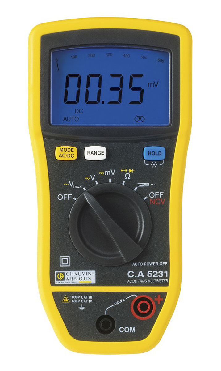 Chauvin Arnoux CA 5231 Handheld Digital Multimeter, True RMS, 600A ac Max, 600A dc Max, 1000V ac Max - UKAS Calibrated
