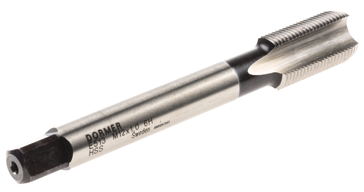 Dormer Threading Tap HSS 1-Piece 1.0mm Pitch Metric Fine Standard Machine Tap M12 Thread