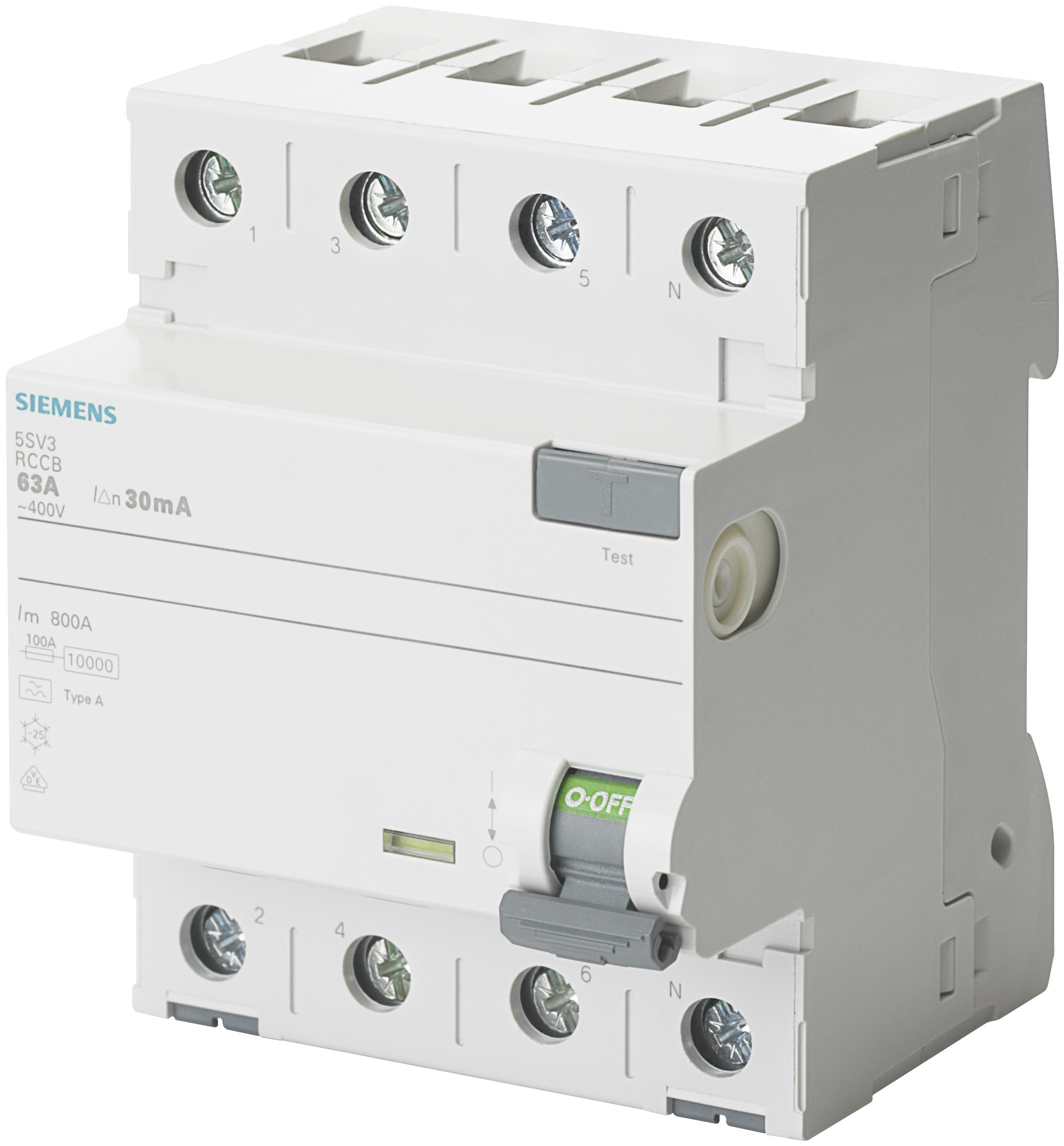 Siemens 5SV3 RCCB, 40A, 4 Pole, 30mA, Type A, 400V