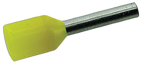 RS PRO Insulated Crimp Bootlace Ferrule, 8mm Pin Length, 1.7mm Pin Diameter, 1mm² Wire Size, Yellow