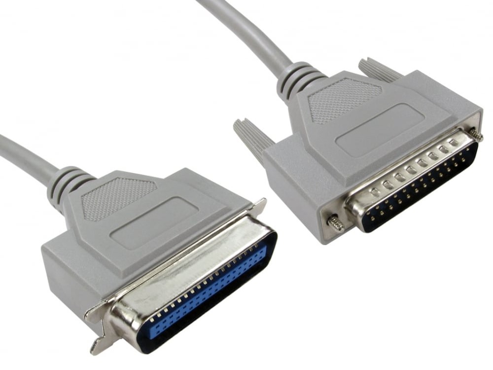 RS PRO 25 Pin D-sub to Male Centronics Parallel Cable, 10m, Grey Sheath