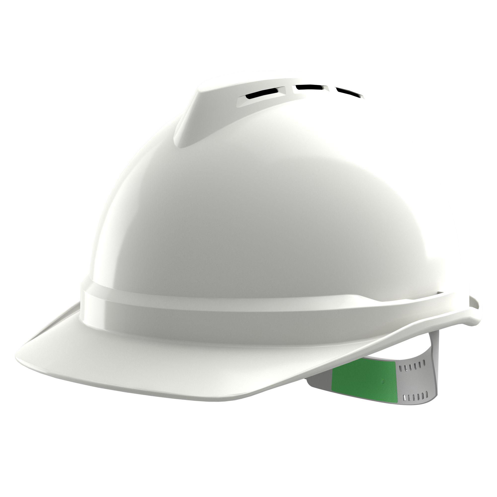 MSA Safety V-Gard 500 White Safety Helmet, AdjustableVentilated