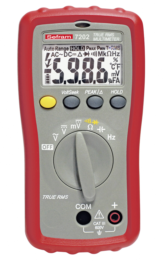 Sefram 7202 Handheld Digital Multimeter, True RMS, 600V ac Max