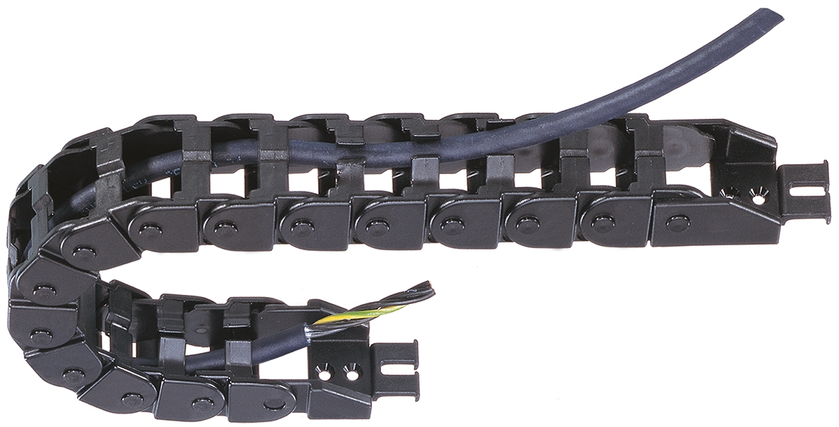 Igus e-chain, Z08 Black Cable Chain - Flexible Slot, W28.2 mm x D19.3mm, L1m, 38 mm Min. Bend Radius, Igumid NB