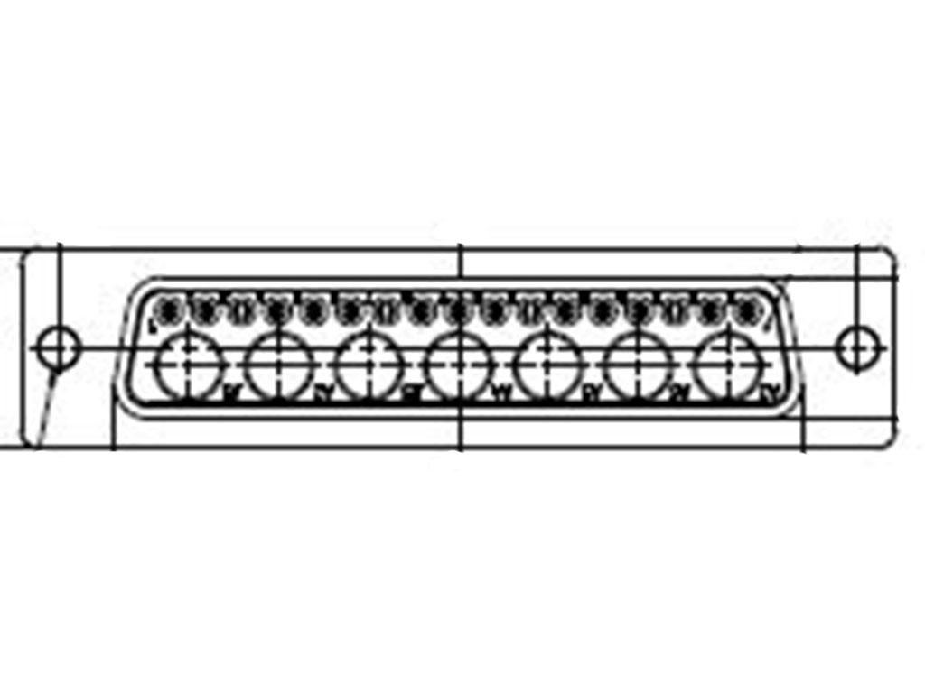 FCT from Molex 172704 17 Way Straight Rear Panel D-Sub Connector Male, with Flange