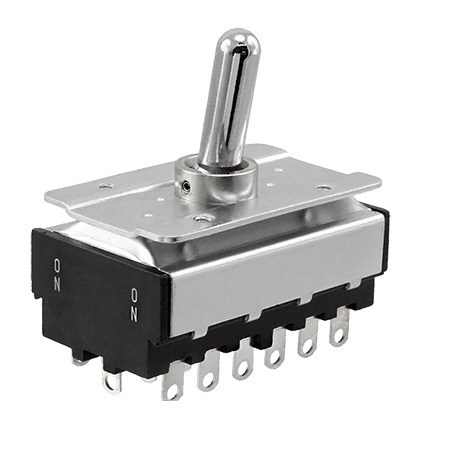 Nidec Components Toggle Switch, Panel Mount, On-On, 6PDT, Solder Lug Terminal