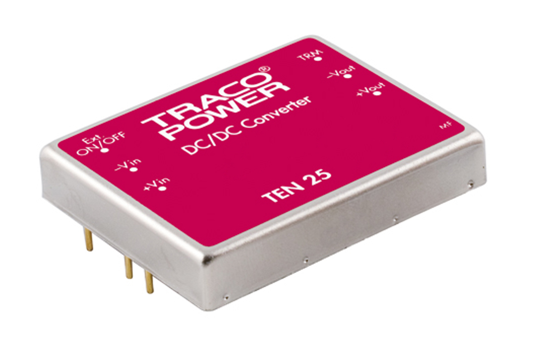 TRACOPOWER TEN 25 DC-DC Converter, 5V dc/ 5A Output, 36 → 75 V dc Input, 25W, Through Hole, +85°C Max Temp -40°C