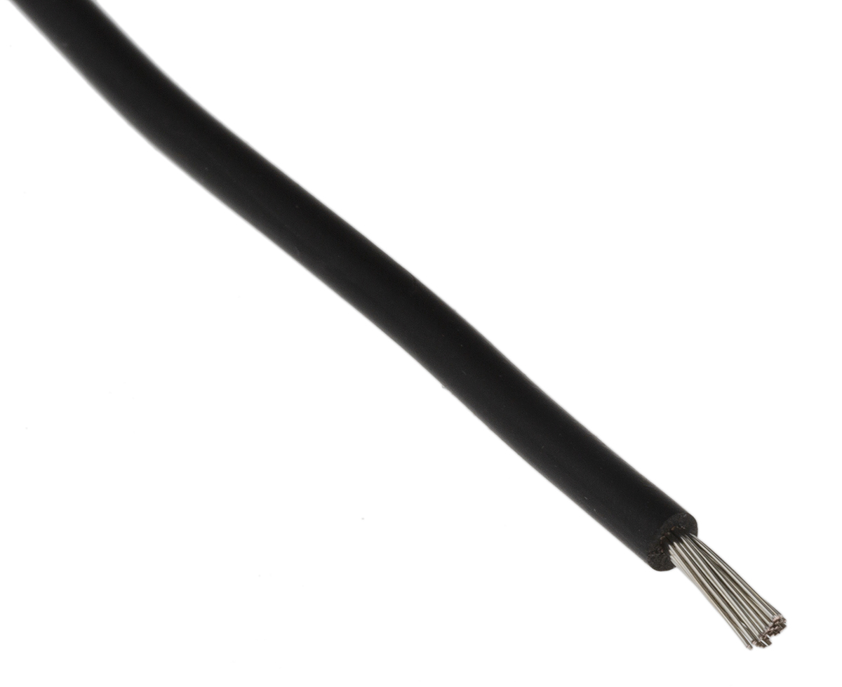 RS PRO Black 1mm² Hook Up Wire, 32/0.2 mm, 100m, Silicone Rubber Insulation
