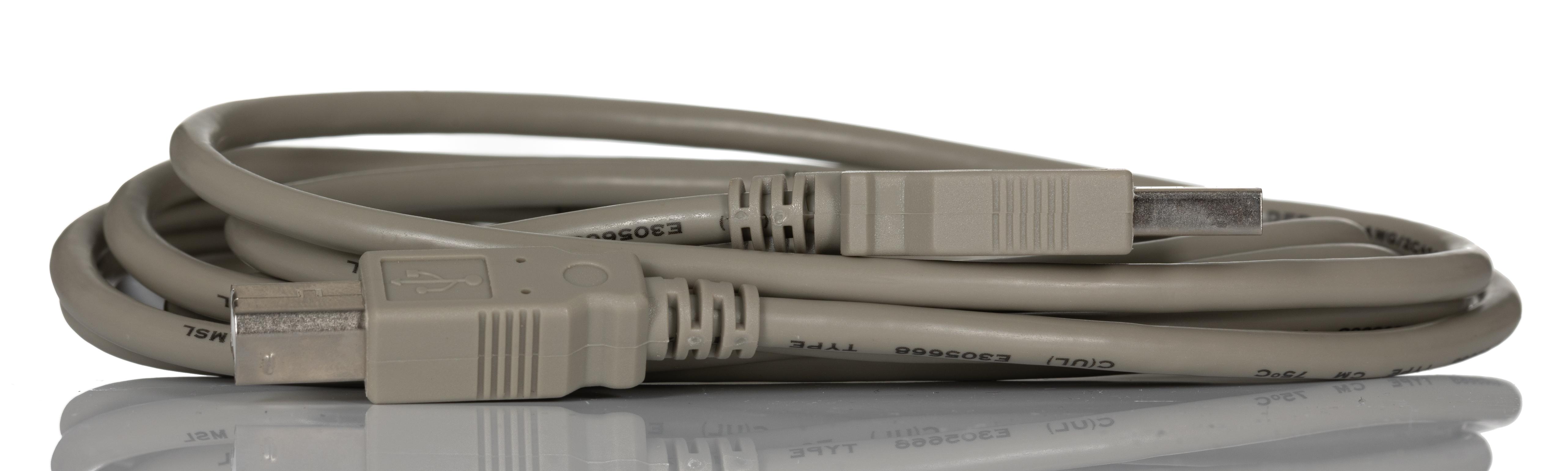 RS PRO USB 2.0, Male USB A to Male USB B, 2m
