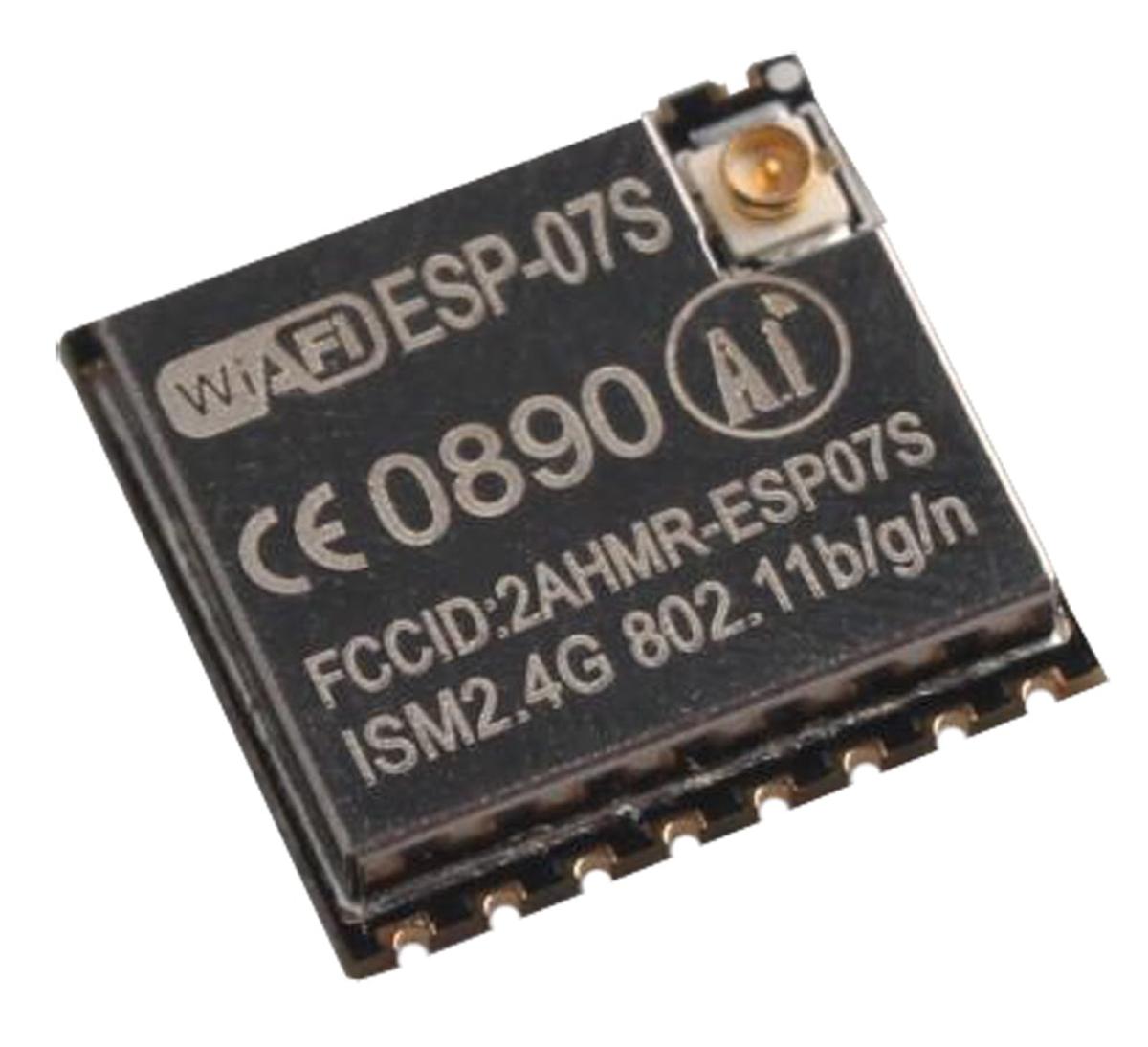RF Solutions ESP-07S 3 to 3.6V WiFi Module, FTP, HTTP, IPv4, TCP/IP GPIO, HSPI, I2C, I2S, IR, PWM, UART