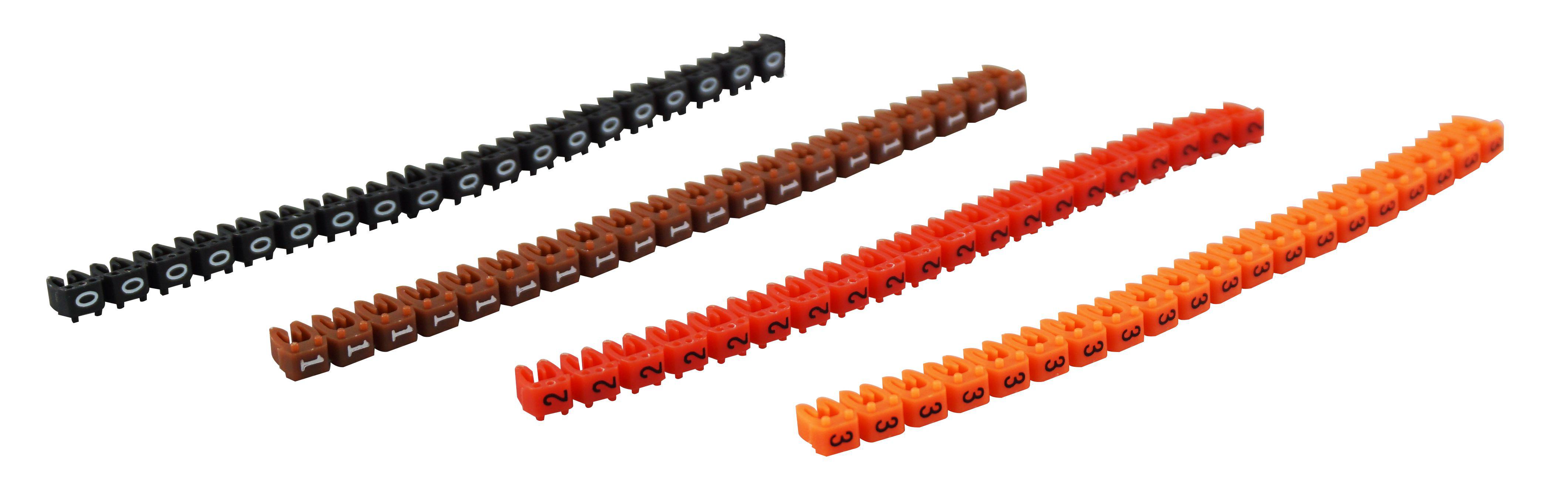 RS PRO Clip On Cable Marker, Black on Orange, Pre-printed "3"