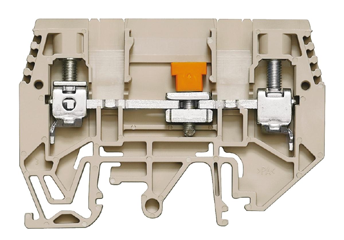 Weidmuller W Series Brown Disconnect Terminal Block, Single-Level, Screw Termination