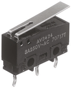 Panasonic Hinge Lever Micro Switch, PCB Terminal, 3 A @ 250 V ac, SP-CO