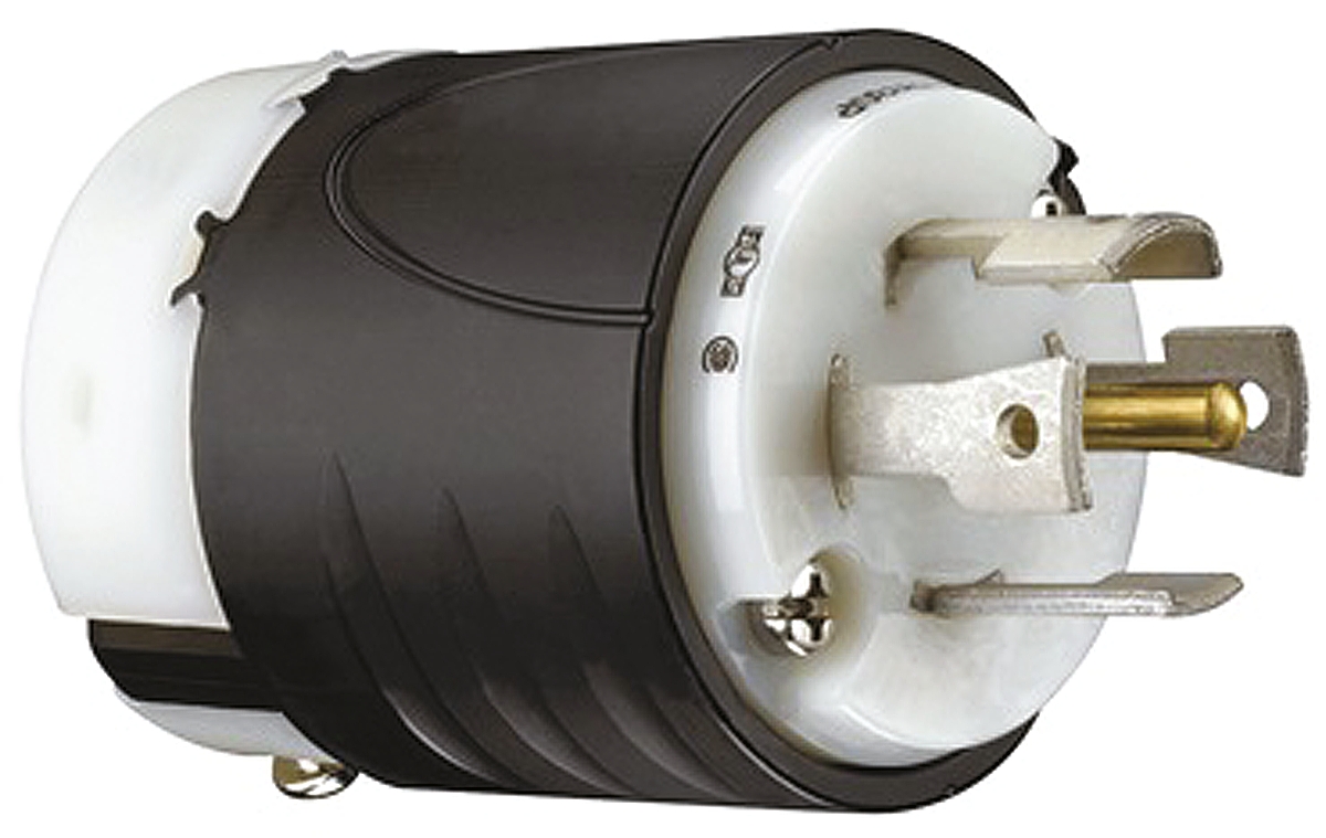 PASS & SEYMOUR USA Mains Plug, 30A Black, White, Cable Mount Nylon Screw, 120/280 V